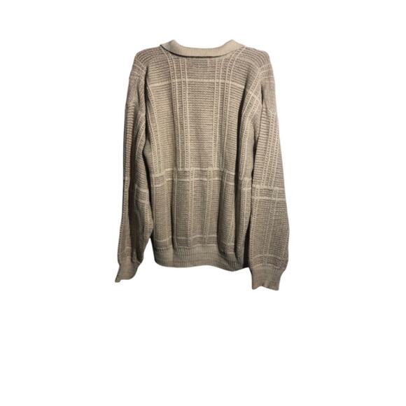 VTG Mens L Sweater Tan Linen Cotton Blend Old School Soft Oversized Harbour Club - Picture 9 of 10